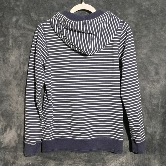 Fat Face UK Women's Full Zip Hoodie Blue And White Striped W/ Pockets Size 4 - Picture 6 of 10
